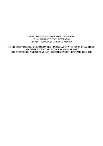 Miniature Development Works Food Company Rapport trimestriel 2024-q3