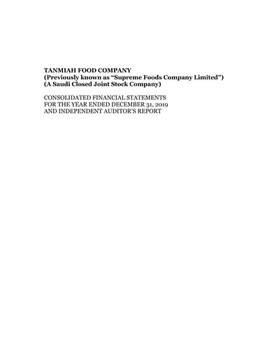 Thumbnail Tanmiah Food Company Financial Statement 2019