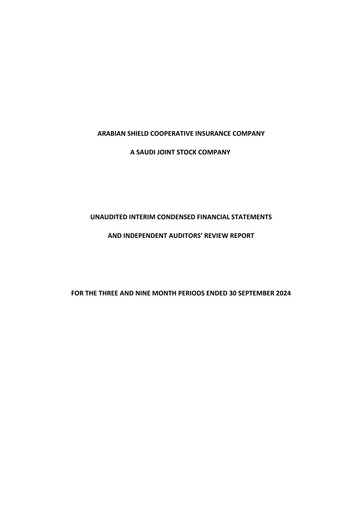 Thumbnail Arabian Shield Cooperative Insurance Company Quarterly Report 2024-q3