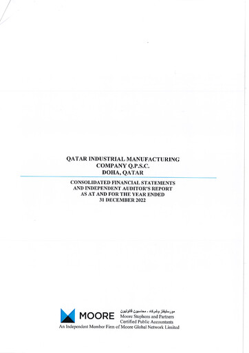 Thumbnail Qatar Industrial Manufacturing Company Financial Statement 2022