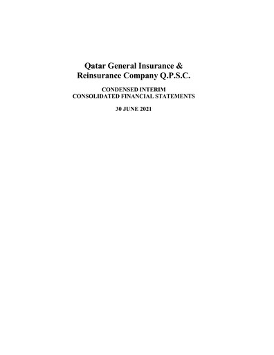 Thumbnail Qatar General Insurance & Reinsurance Company Half-year Report 2021-h1