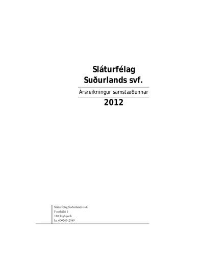 Thumbnail Sláturfélags Suðurlands Financial Statement 2012