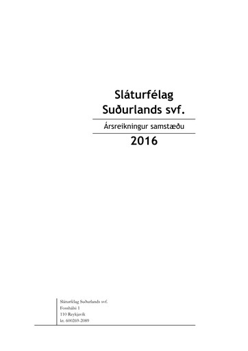 Thumbnail Sláturfélags Suðurlands Financial Statement 2016