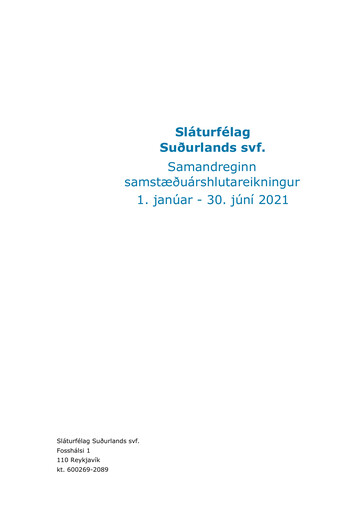 Thumbnail Sláturfélags Suðurlands Financial Statement 2021-h1