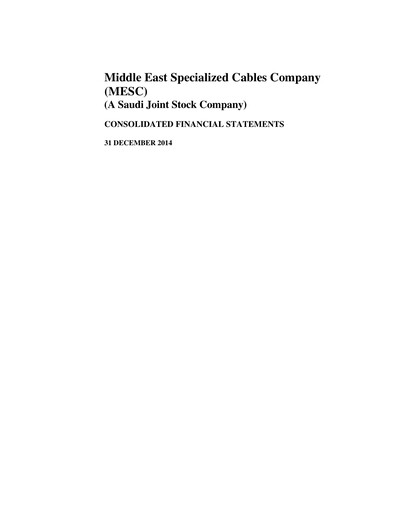 Miniature Middle East Specialized Cables Company Bilan financier 2014
