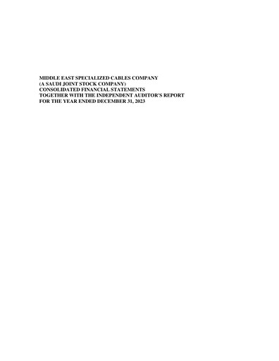 Miniature Middle East Specialized Cables Company Bilan financier 2023
