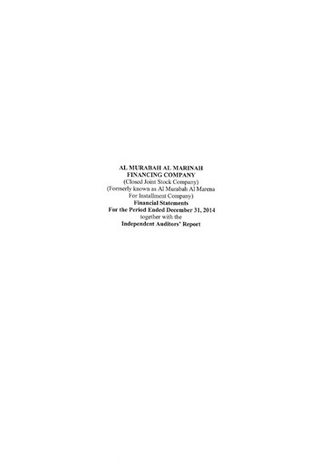 Thumbnail Morabaha Marina Financing Company Financial Statement 2014