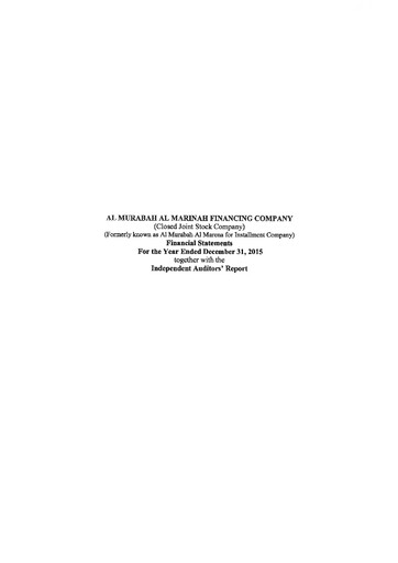 Thumbnail Morabaha Marina Financing Company Financial Statement 2015