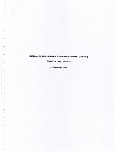 Thumbnail Damaan Islamic Insurance Company (Beema) Financial Statement 2013