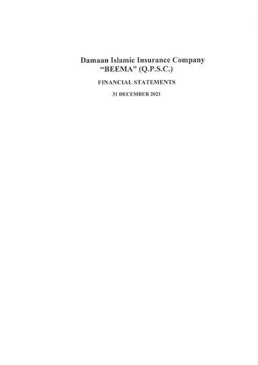 Thumbnail Damaan Islamic Insurance Company (Beema) Financial Statement 2021