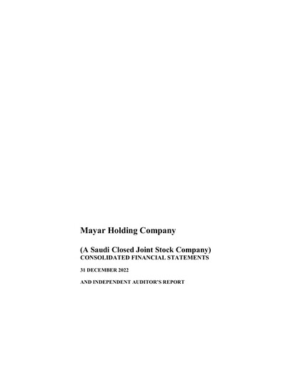 Thumbnail Mayar Holding Company Financial Statement 2022