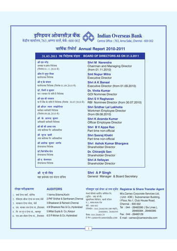 Thumbnail Indian Overseas Bank
 Annual Report 2010-2011