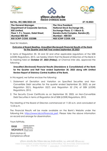 Thumbnail Indian Overseas Bank
 Quarterly Report 2023-q2