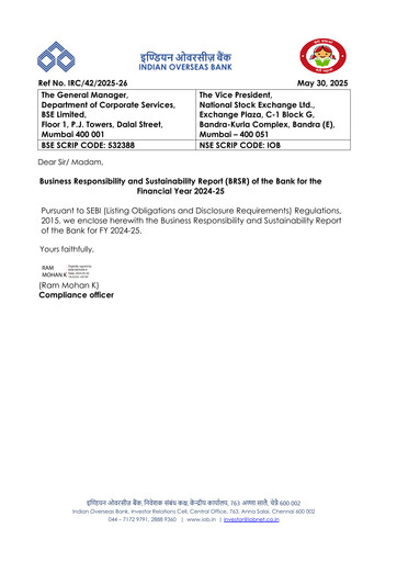 Thumbnail Indian Overseas Bank
 Sustainability Report 2024-2025