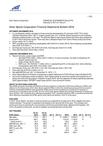 Thumbnail Amer Sports Financial Report 2016