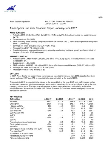 Thumbnail Amer Sports Half-year Report 2017-h1
