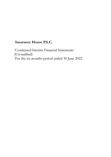 Miniature Insurance House Rapport semestriel 2022-h1