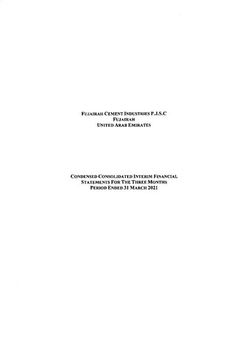 Vorschaubild Fujairah Cement Industries Quartalsbericht 2021-q1