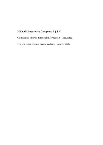 Thumbnail Hayah Insurance Company Quarterly Report 2026-q1