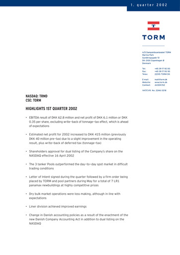 Thumbnail TORM Quarterly Report 2002-q1