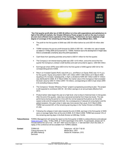 Thumbnail TORM Quarterly Report 2009-q1