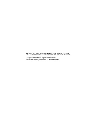 Thumbnail Al Fujairah National Insurance Company Financial Statement 2015