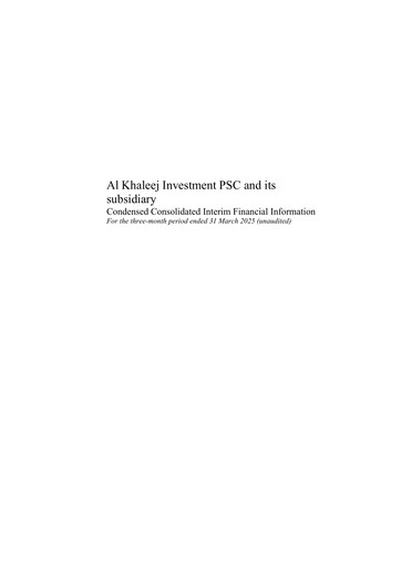 Thumbnail AL KHALEEJ Investment Quarterly Report 2025-q1