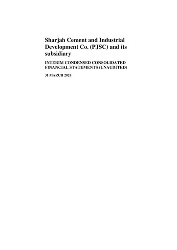 Thumbnail Sharjah Cement and Industrial Development Quarterly Report 2025-q1