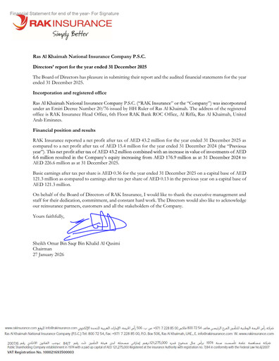 Thumbnail Ras Alkhaima National Insurance Annual Report 2025