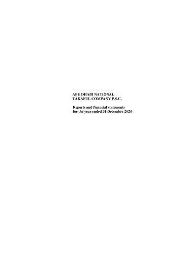 Thumbnail Abu Dhabi National Takaful Financial Report 2024
