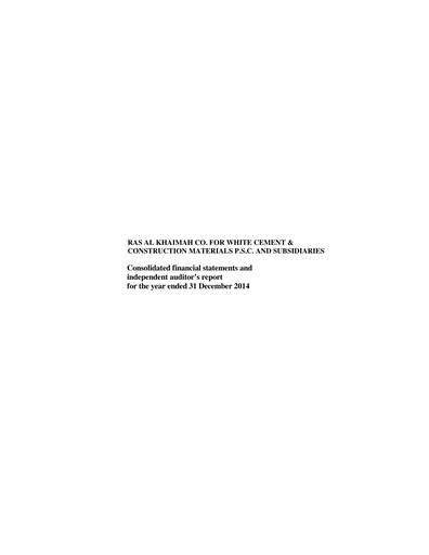 Thumbnail RAK Co. for White Cement & Construction Materials Financial Report 2014