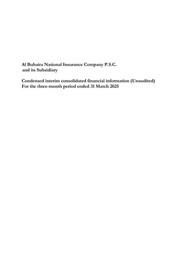 Thumbnail Al Buhaira National Insurance Company Quarterly Report 2025-q1