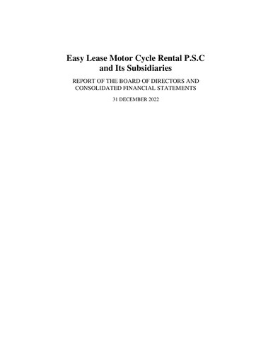 Thumbnail Easy Lease Motorcycle Rental Annual Report 2022