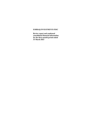 Thumbnail Eshraq Investments Quarterly Report 2023-q1
