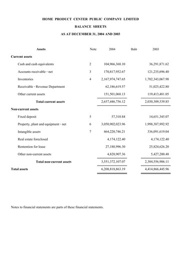 Thumbnail Home Product Center Financial Statement 2004