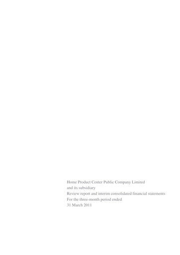 Thumbnail Home Product Center Quarterly Report 2011-q1