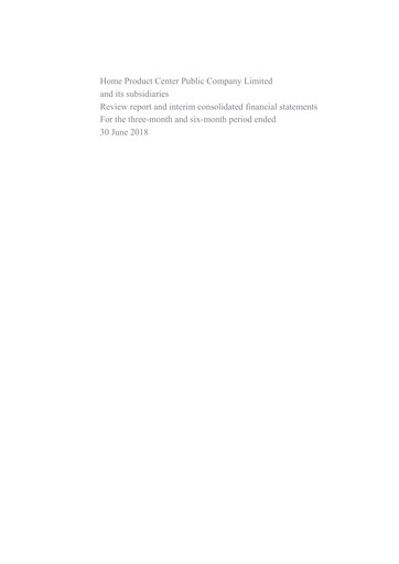 Thumbnail Home Product Center Quarterly Report 2018-q2