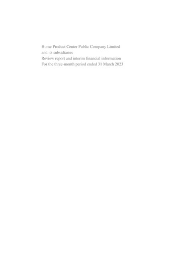 Thumbnail Home Product Center Quarterly Report 2023-q1