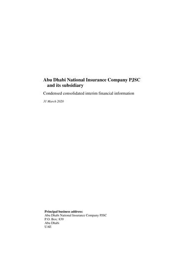 Thumbnail Abu Dhabi National Insurance Company Quarterly Report 2020-q1