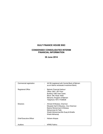 Thumbnail GFH Financial Group Financial Report 2014-h1