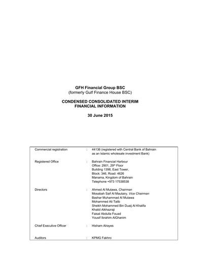 Thumbnail GFH Financial Group Financial Report 2015-h1