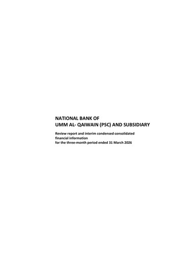 Miniature National Bank of Umm Al Qaiwain Rapport trimestriel 2026-q1