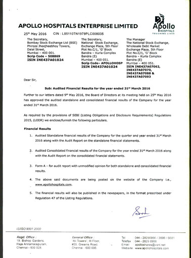 Thumbnail Apollo Hospitals
 Financial Statement 2015-2016