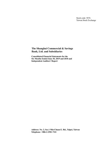 Thumbnail Shanghai Commercial and Savings Bank Half-year Report 2019-h1