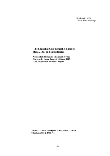 Thumbnail Shanghai Commercial and Savings Bank Half-year Report 2026-h1