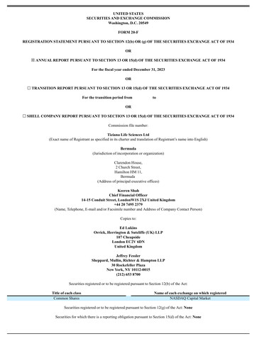 Thumbnail Tiziana Life Sciences Annual Report 2023