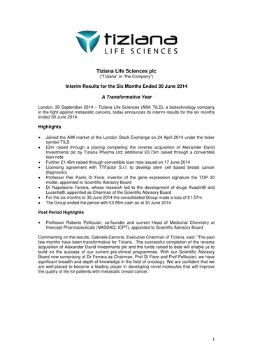 Thumbnail Tiziana Life Sciences Financial Statement 2014-h1