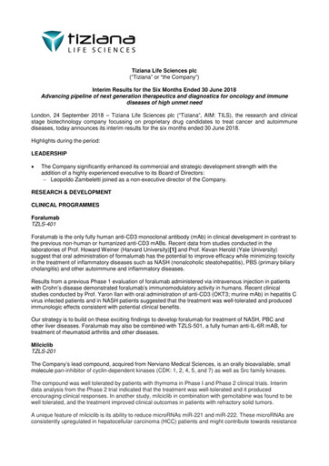 Thumbnail Tiziana Life Sciences Financial Statement 2018-h1