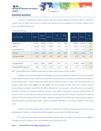 Thumbnail PTT Global Chemical Quarterly Report 2013-q3