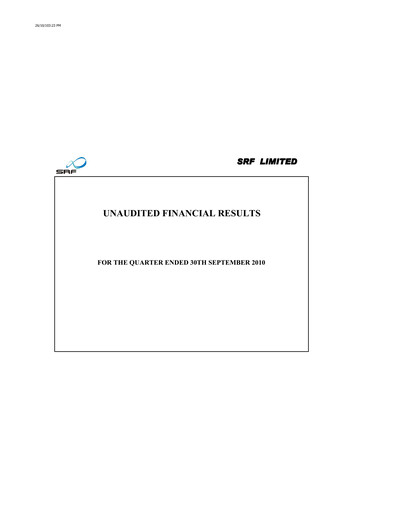 Thumbnail SRF Limited Quarterly Report 2010-q2
